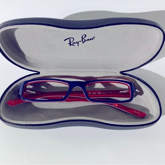 Ray-Ban Red White & Navy Blue Eye glass /Sunglasses Frames w/Original Case - Picture 8 of 9